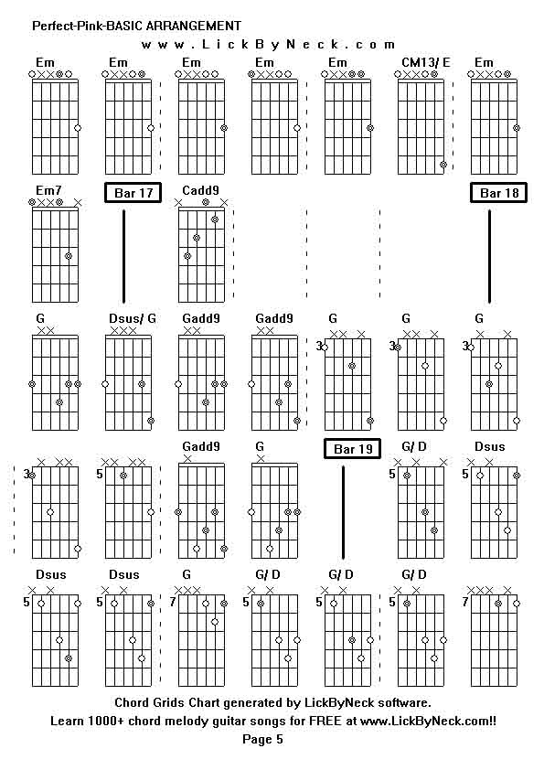 Chord Grids Chart of chord melody fingerstyle guitar song-Perfect-Pink-BASIC ARRANGEMENT,generated by LickByNeck software.